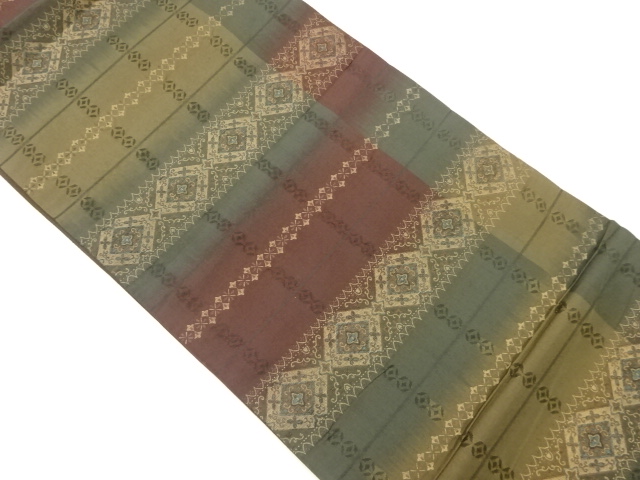 JAPANESE FUKURO OBI / WOVEN GRID & FLOWER